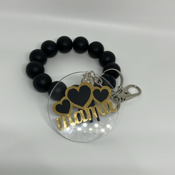 Mama silicone beaded wristlet keychain - Picture 2 of 2
